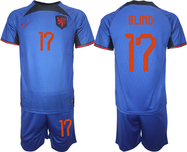 Men's Netherlands #17 Blind Royal Away Soccer Jersey Suit